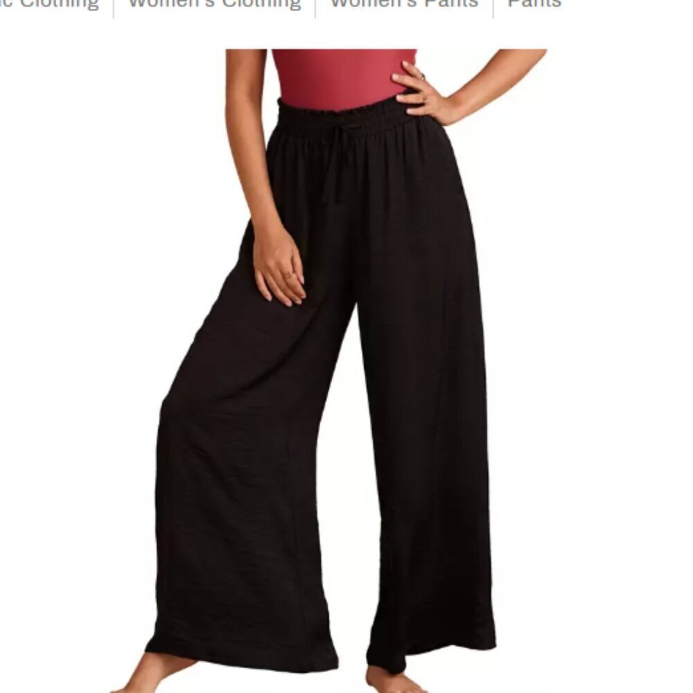Summersalt Palazzo Pants with Ties in Sea Urchin (Black) - Ladies S